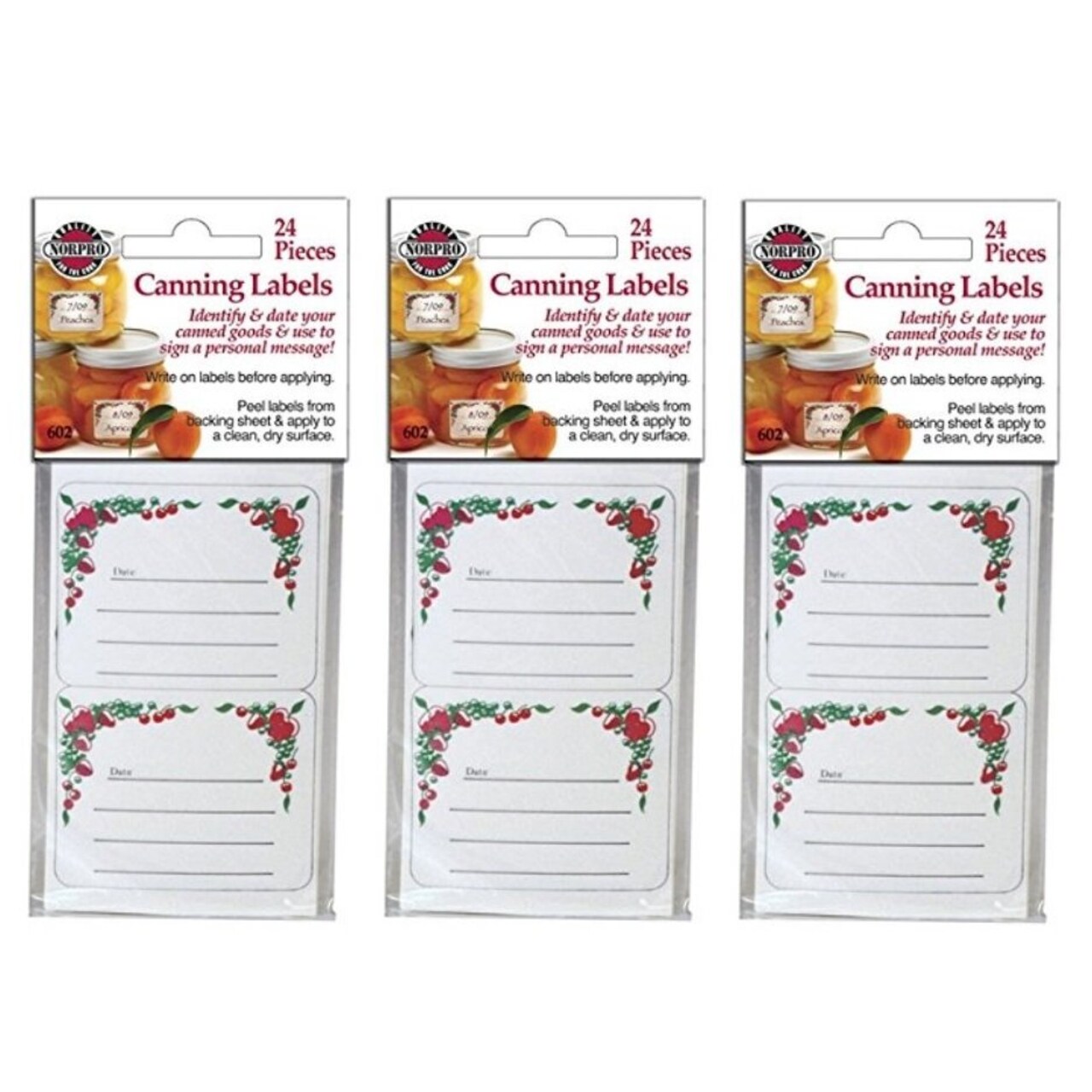 Norpro 24 pc Square Canning Food Mason Jar Labels - Identify Date Canned Goods